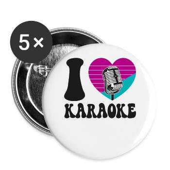 Karaoke Singer Heart I Love - Buttons groß 56 mm (5er Pack) - Weiß - Vorne