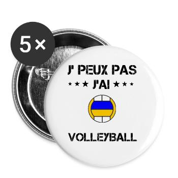 Je peux pas j'ai volleyball cadeau humour - Lot de 5 grands badges (56 mm) - blanc - Devant