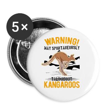 Kangaroo Australia Australian Kangaroo - Buttons large 2.2''/56 mm (5-pack) - white - Front