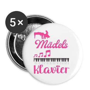 Coole Mädels spielen Klavier Damen - Buttons groß 56 mm (5er Pack) - Weiß - Vorne