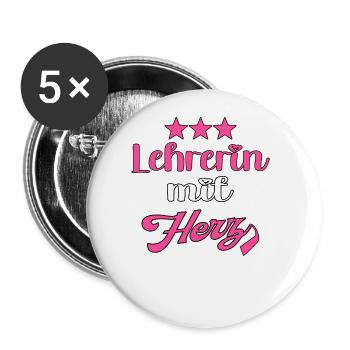 Lehrerin Lehrer Pädagogin Pädagogen - Buttons groß 56 mm (5er Pack) - Weiß - Vorne