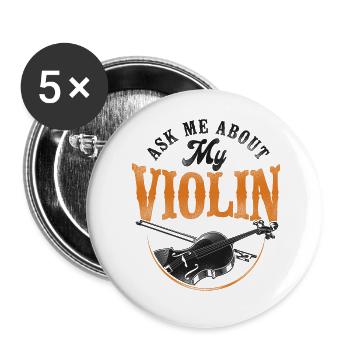 Violin Violinist Vintage Ask Me - Buttons groß 56 mm (5er Pack) - Weiß - Vorne