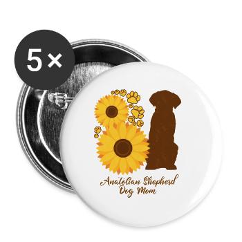Mère Tournesol - Berger Anatolien - Lot de 5 grands badges (56 mm) - blanc - Devant