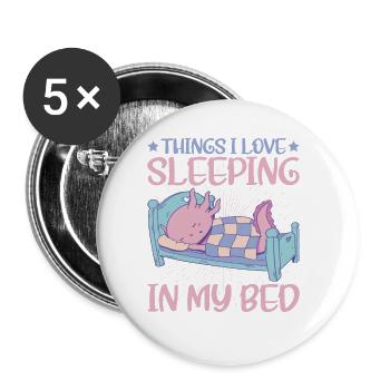 Things I Love, Sleeping In My Bed 5 - Buttons large 2.2''/56 mm (5-pack) - white - Front
