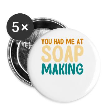 Fabrication de savon Cadeau Fabricant de savon maison - Lot de 5 grands badges (56 mm) - blanc - Devant