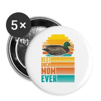 Best Duck Mom Ever Enten Mama - Buttons groß 56 mm (5er Pack) - Weiß - Vorne