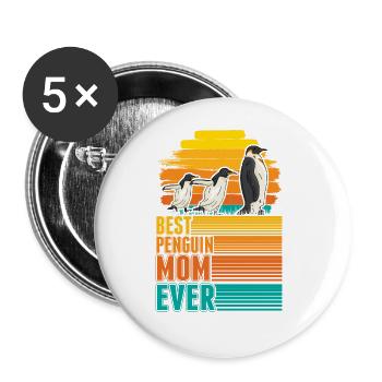 Best Penguin Mom Ever Pinguin Mama - Buttons groß 56 mm (5er Pack) - Weiß - Vorne