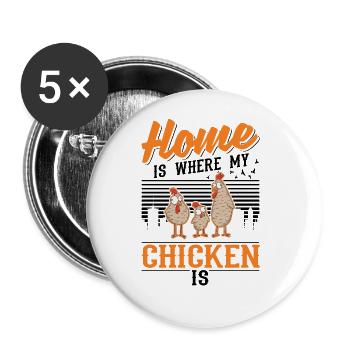 Chickens Home Farmer Chicken - Buttons large 2.2''/56 mm (5-pack) - white - Front