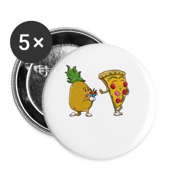 Lustiges Nein zu Ananas auf Pizza süße Ananas - Buttons groß 56 mm (5er Pack) - Weiß - Vorne