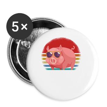 Lunettes de soleil de porc - Lot de 5 grands badges (56 mm) - blanc - Devant