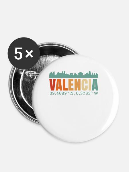 Valencia Spanien Skyline - Buttons groß 56 mm (5er Pack) - Weiß