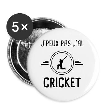 je peux pas j'ai cricket joueur pour batteur - Lot de 5 grands badges (56 mm) - blanc - Devant