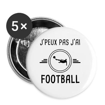 je peux pas j'ai football foot pour footballeur - Lot de 5 grands badges (56 mm) - blanc - Devant