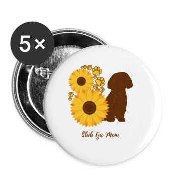 Sunflower Mother - Shih Tzu - Buttons large 2.2''/56 mm (5-pack) - white - Front