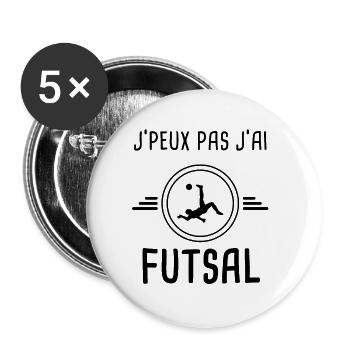 je peux pas j'ai futsal pour footballeur - Lot de 5 grands badges (56 mm) - blanc - Devant