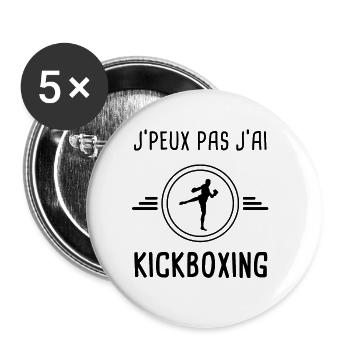 je peux pas j'ai kickboxing pour kickboxeur - Lot de 5 grands badges (56 mm) - blanc - Devant