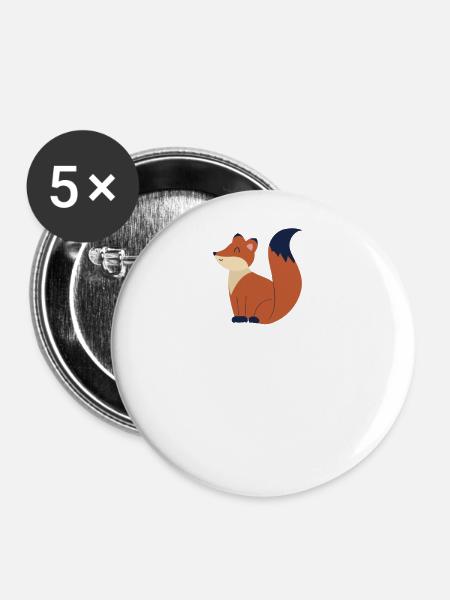 Fuchs - Buttons groß 56 mm (5er Pack) - Weiß