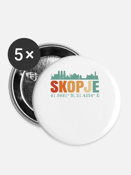 Skopje Mazedonien Skyline - Buttons groß 56 mm (5er Pack) - Weiß