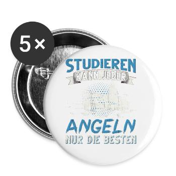Studieren Kann Jeder Angeln nur die Besten - Buttons groß 56 mm (5er Pack) - Weiß - Vorne