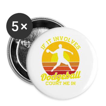 Dodgeball Player Gift Ball Games Dodgeball - Buttons large 2.2''/56 mm (5-pack) - white - Front