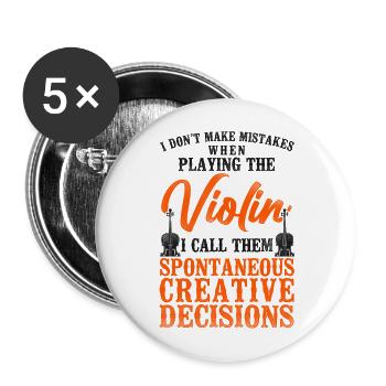 Violon Violoniste Vintage I Don’t - Lot de 5 grands badges (56 mm) - blanc - Devant