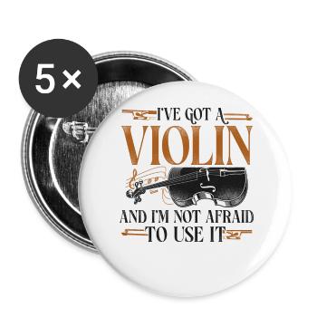Violin Violinist Vintage I've Got - Buttons large 2.2''/56 mm (5-pack) - white - Front