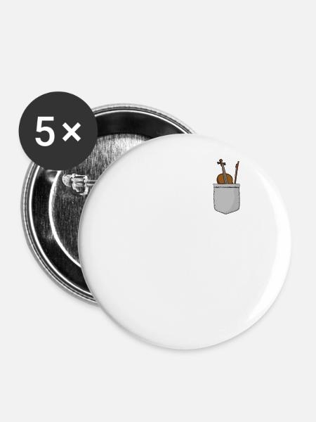 Violin Violinist Pocket - Buttons groß 56 mm (5er Pack) - Weiß