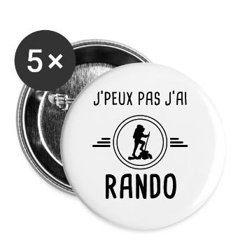 je peux pas j'ai rando pour randonneur - Lot de 5 grands badges (56 mm) - blanc - Devant