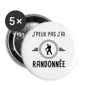 je peux pas j'ai randonnée pour randonneur - Lot de 5 grands badges (56 mm) - blanc - Devant