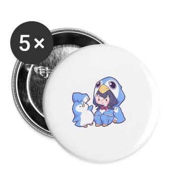 niedliches Pinguinkostüm - Buttons groß 56 mm (5er Pack) - Weiß - Vorne