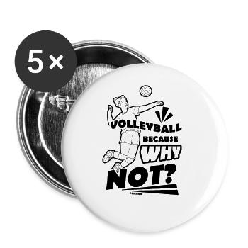 Volleyball Beachvolleyball Geschenk Strand - Buttons groß 56 mm (5er Pack) - Weiß - Vorne