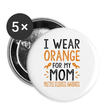 I Wear Orange For My Mom - Buttons large 2.2''/56 mm (5-pack) - white - Front