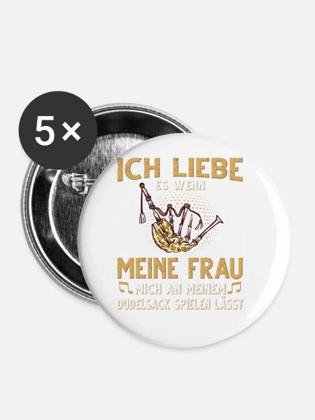 Dudelsack Musikverein Sackpfeifer Musiker - Buttons groß 56 mm (5er Pack) - Weiß