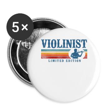 Violon Violoniste Rétro Vintage - Lot de 5 grands badges (56 mm) - blanc - Devant