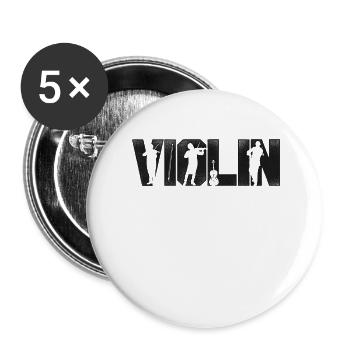 Violin Violinist Vintage Violin - Buttons groß 56 mm (5er Pack) - Weiß - Vorne
