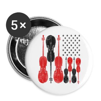 Violin Violinist Usa American Flag - Buttons large 2.2''/56 mm (5-pack) - white - Front