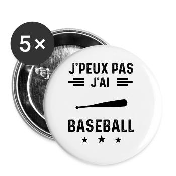 cadeau je peux pas j'ai baseball batte - Lot de 5 grands badges (56 mm) - blanc - Devant