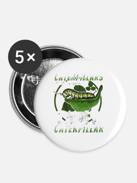 Raupe - Buttons groß 56 mm (5er Pack) - Weiß