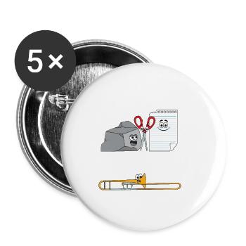 Posaune - Buttons groß 56 mm (5er Pack) - Weiß - Vorne