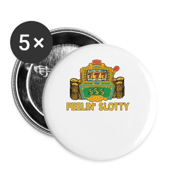 Casino Gambling Slot Machine à sous Jeu de cartes - Lot de 5 grands badges (56 mm) - blanc - Devant