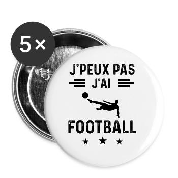 cadeau je peux pas j'ai football foot - Lot de 5 grands badges (56 mm) - blanc - Devant