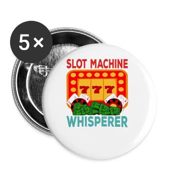 Casino Gambling Slot Machine à sous Jeu de cartes - Lot de 5 grands badges (56 mm) - blanc - Devant
