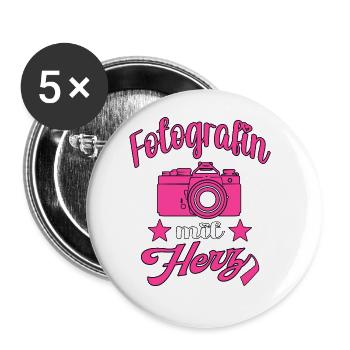 Fotografin mit Herz Kamera Fotografieren - Buttons groß 56 mm (5er Pack) - Weiß - Vorne