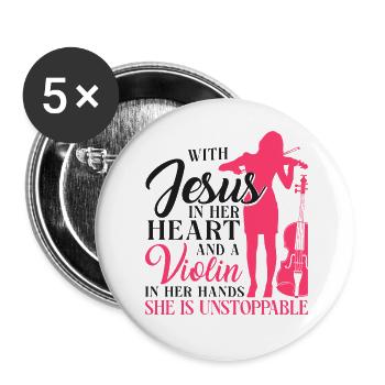 Violoniste Violoniste Jesus Faith - Lot de 5 grands badges (56 mm) - blanc - Devant
