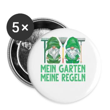 Garten Hobbygärtner Gärtner - Buttons groß 56 mm (5er Pack) - Weiß - Vorne