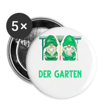 Garten Hobbygärtner Gärtner - Buttons groß 56 mm (5er Pack) - Weiß - Vorne