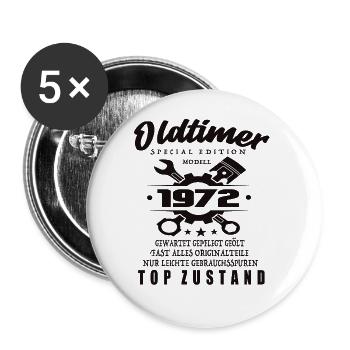 Oldtimer Special Edition Modell 1972 Geburtstag - Buttons groß 56 mm (5er Pack) - Weiß - Vorne