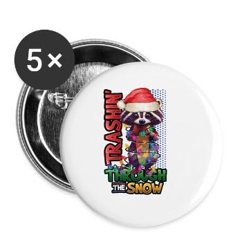 Trashinthrough The Snow, Christmas Raccoon - Buttons large 2.2''/56 mm (5-pack) - white - Front
