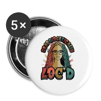 Unapologetically curly dreadlocks melanin black - Buttons large 2.2''/56 mm (5-pack) - white - Front