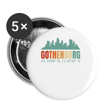 Göteborg Schweden Skyline - Buttons groß 56 mm (5er Pack) - Weiß - Vorne
